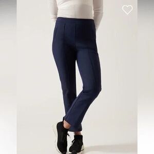 ATHLETA Headlands Hybrid Pants Women 10 Navy Blue Pull On Tech Straight Leg Hike
